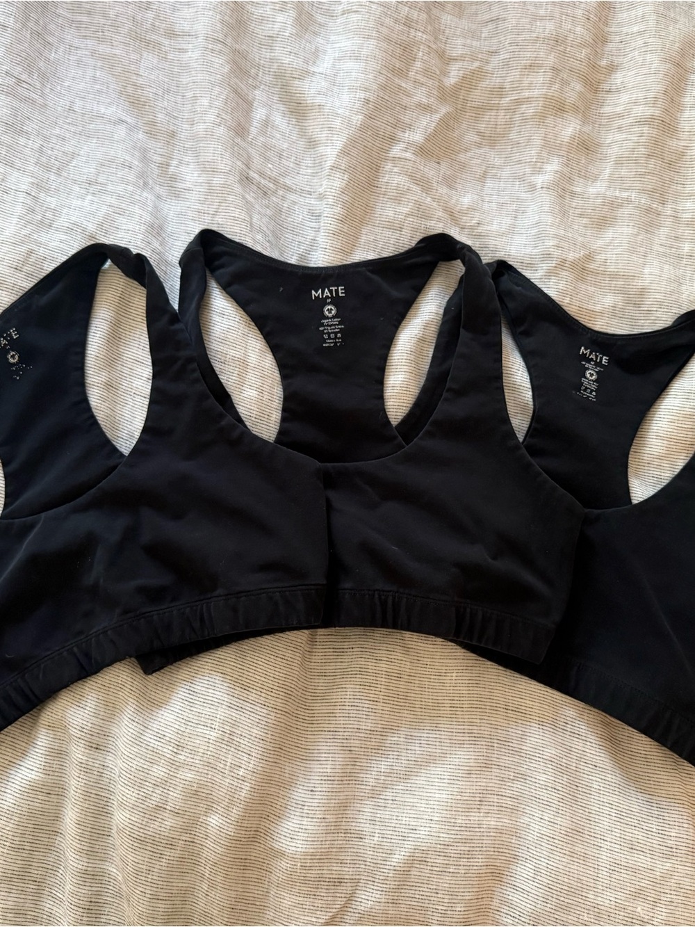 MATE THE LABEt Black Racerback Sports Bras - Pack of 3 size medium